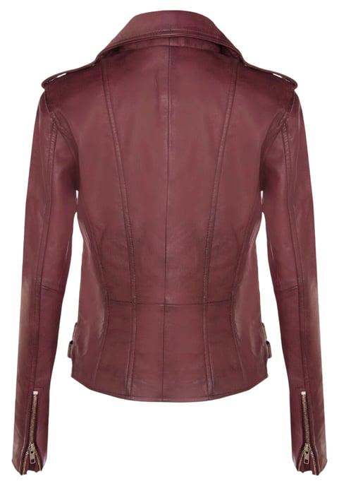 Dames leren bordeauxrode Brando bikerjack - Constantia - Image 5