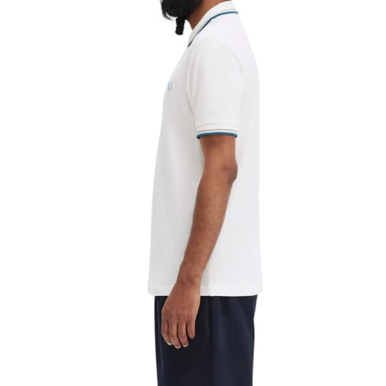 Fred Perry M3600 Twin Tipped Polo Shirt In White - Image 4