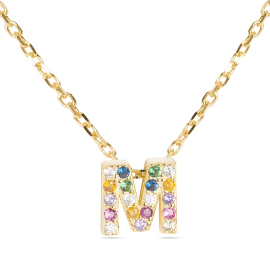 Luxenter, alfabet ketting in 925 sterling zilver en veelkleurige zirkonia met 18 karaat geel vergulde afwerking - Image 1