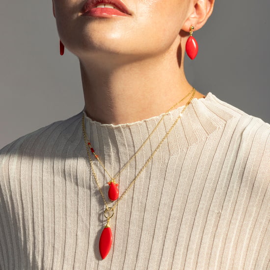 Luxeketting, adak metaallegering en koraal 18K vergulde afwerking - Image 2