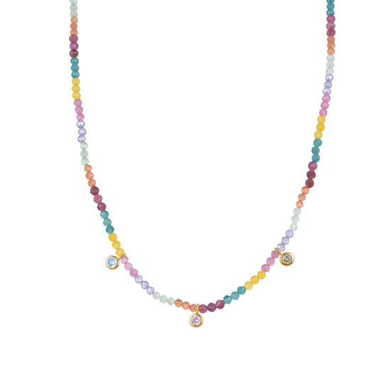 Luxenter Sterling Zilver 925 collier met Veelkleurige Zirkonia afgewerkt in 18K geelgoud - Ruane - Image 1