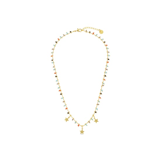 Luxenter Sterling Zilver 925 Ketting met Veelkleurige Hydrothermale Kwarts Afgewerkt in 18K Geel Goud - Beos - Image 3