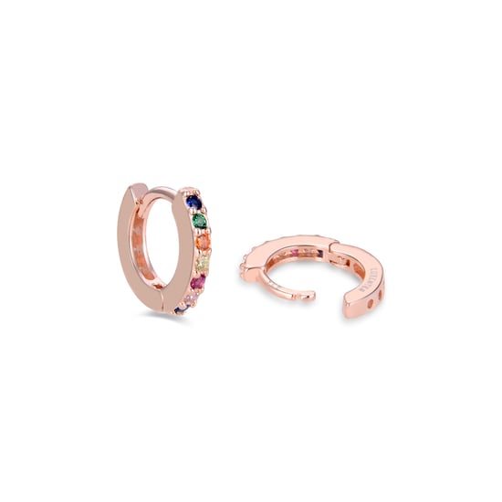 Luxenter oorbellen, 925 sterling zilver, leofcar en veelkleurige zirkonia met 18 karaat roségoud vergulde afwerking - Image 5