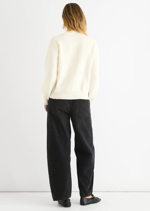 Crème oversized trui met contraststrikpatroon - Image 4