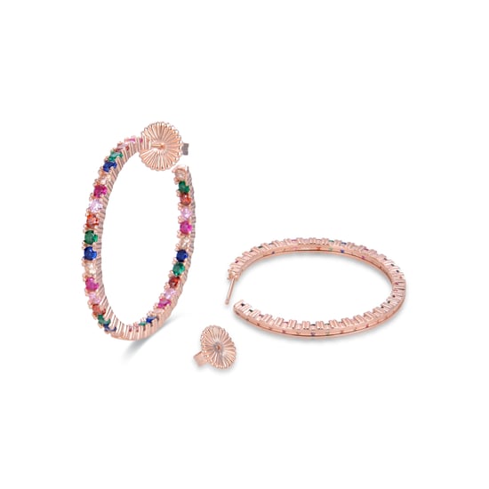 Luxenter Sterling zilveren 925 oorbellen met Multicolour Zirkonia afgewerkt in 18K roségoud - Vyamba - Image 5