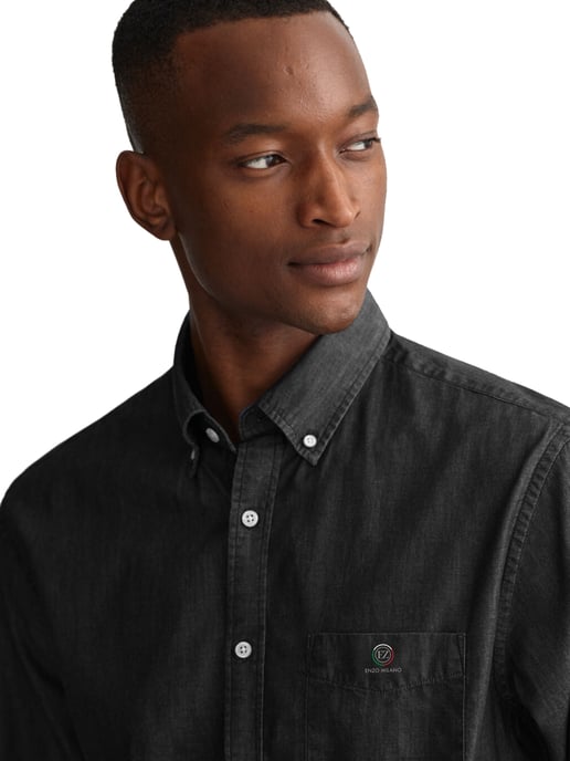 Enzo Heren Regular Fit Denim Overhemd - Image 3