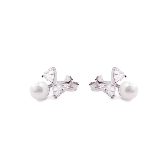 Luxenter Theria 925 Sterling Zilver en Witte Parel Gerhodineerd Oorbellen - Image 3