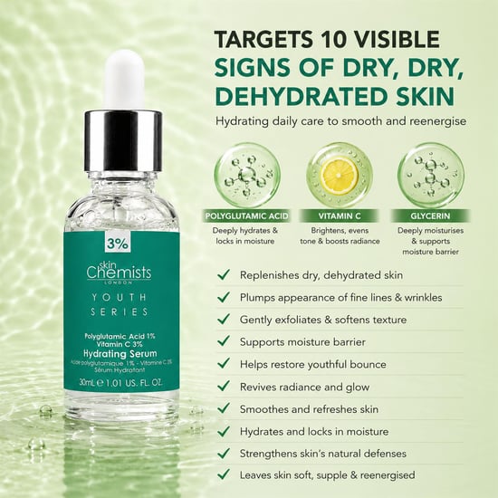 skinChemists Hydraterend anti-aging serum met 1% polyglutaminezuur en 3% vitamine C, 30 ml - Image 3