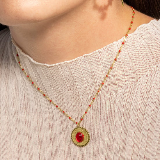 Luxenter koralen collier afgewerkt in 18K geel goud - Zarwa - Image 3