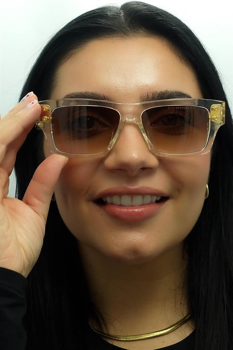 Dita Rechthoek Unisex Kristal Helder Geelgoud Donkerbruin naar Helder Kleurverloop Grootmeester Zeven - Image 6