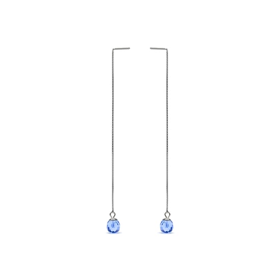 Luxenter, 925 sterling zilver en gerhodineerd aquamarijn blauwe hydrothermale kwarts oorbellen - Image 3