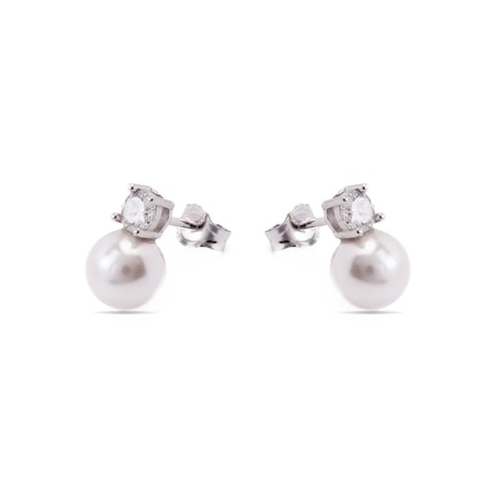 Luxenter 925 Sterling zilveren oorbellen met witte gerhodineerde parel - Sikon - Image 3