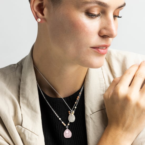 Luxeketting, metaallegering adak en oranje agaat gerhodineerd - Image 4