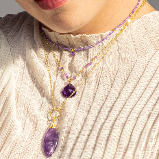 Luxeketting, athat metaallegering en amethist zirkonia 18K vergulde afwerking - Image 4