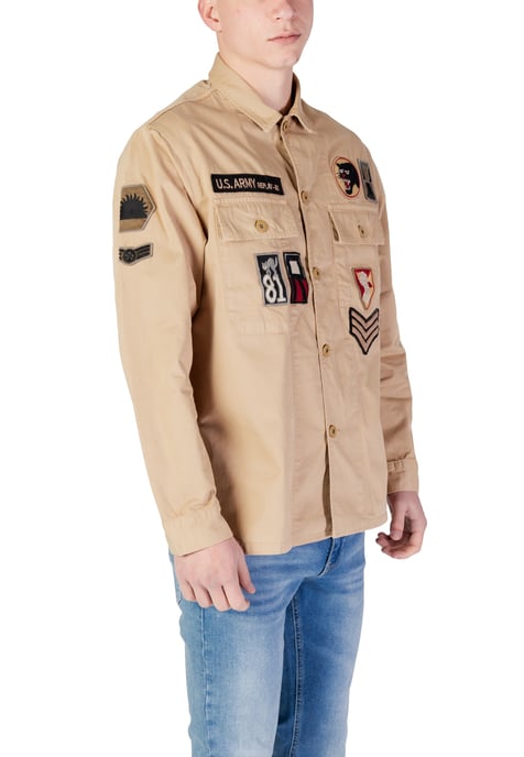 Men's Replay Classic Overshirt in Beige - Image 3