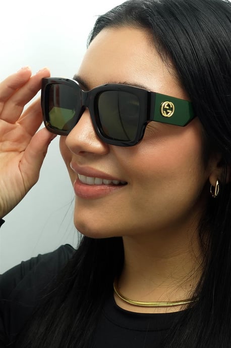 Gucci vierkant dames Havana met groen en rood GG1663S - Image 5