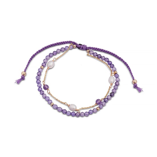 Luxenter armband, metaallegering en amethist zirkonia 18K vergulde afwerking - Image 1