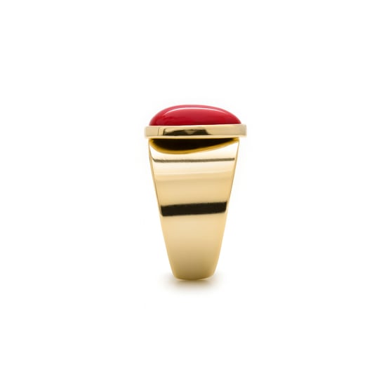 Luxenterring, metaallegering en koraal, 18K vergulde afwerking - Image 3