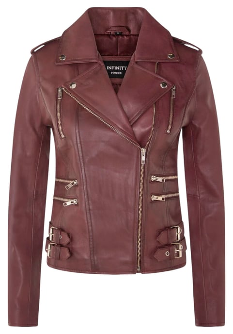 Dames leren bordeauxrode Brando bikerjack - Constantia - Image 2