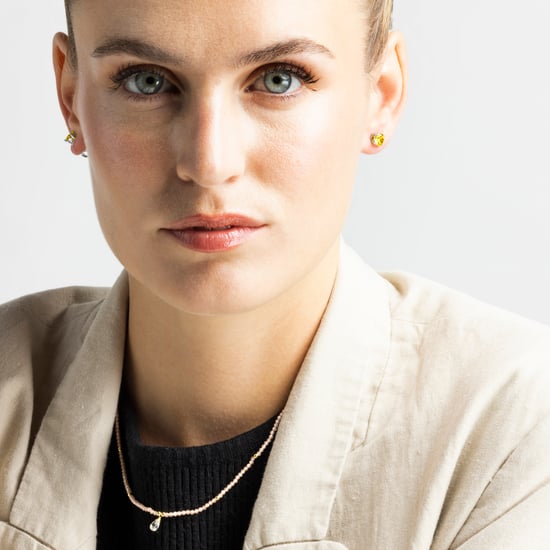 Luxeketting, athat gemaakt van metaallegering en champagne zirkonia 18K vergulde afwerking - Image 4