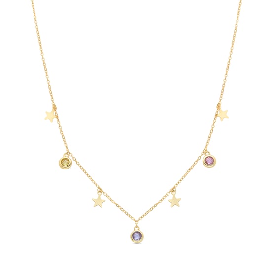 Luxenter Sunah collier, gemaakt van veelkleurige zirkonia's, 18 kt geelgouden afwerking - Image 1
