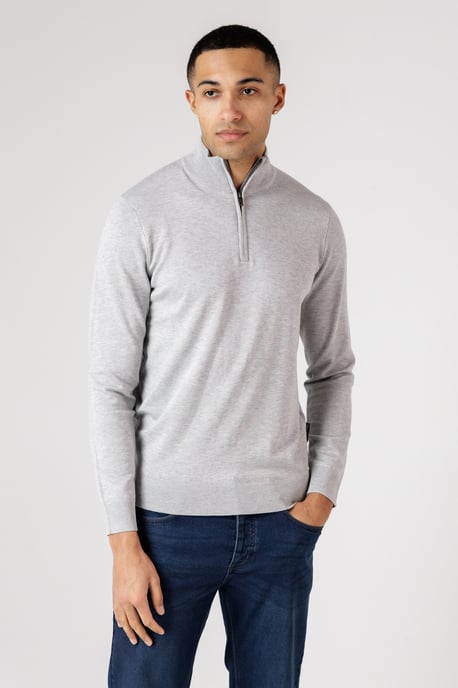 Light Grey 1/2 Zip Knitted Jumper - Image 1