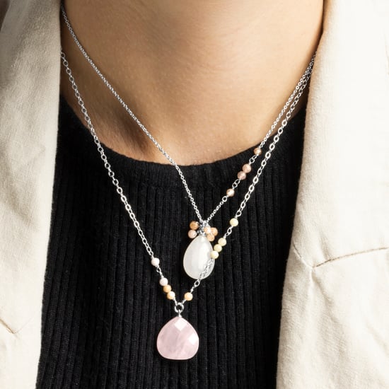 Luxeketting, metaallegering adak en oranje agaat gerhodineerd - Image 3