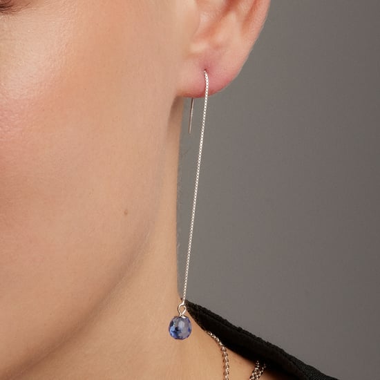 Luxenter, 925 sterling zilver en gerhodineerd aquamarijn blauwe hydrothermale kwarts oorbellen - Image 4