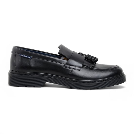 Ben Sherman Heren Zwarte Leren Loafers met Kwastjes - Dudley - Image 1