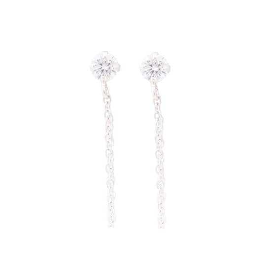 Luxenter Sterling zilveren 925 oorbellen met gerhodineerde briljant zirkonia - Essential - Image 1