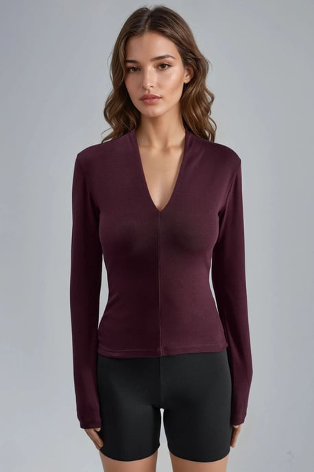 Slim Fit V-Hals Lange Mouwen Blouse - Image 6