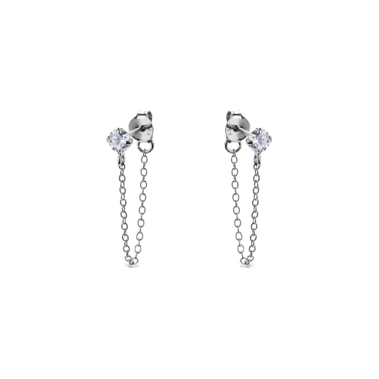 Luxenter Sterling zilveren 925 oorbellen met gerhodineerde briljant zirkonia - Essential - Image 3