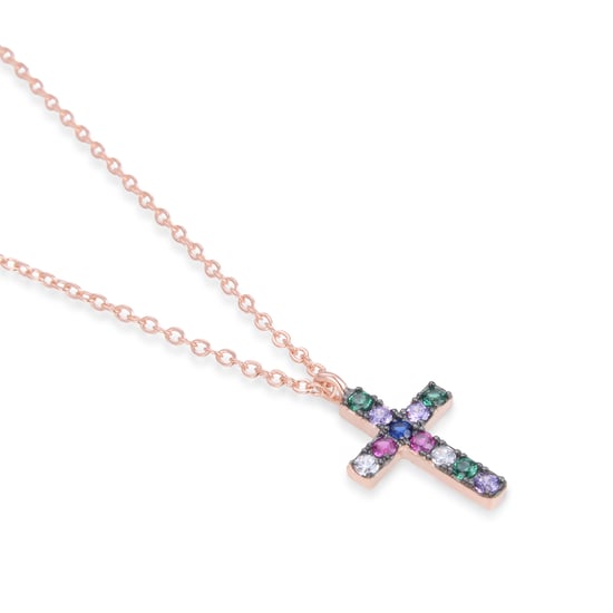 Luxenter kon collier in 925 sterling zilver en veelkleurige zirkonia met 18 karaat roségoud vergulde afwerking - Image 6