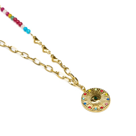 Luxenter Multicolour Crystal Halsketting afgewerkt in 18K geel goud - Targey - Image 4