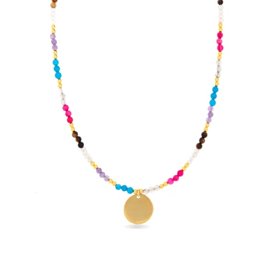 Luxenter Lyhakk Ketting in 925 Sterling Zilver en Veelkleurig Kristal afgewerkt in 18 karaat geel goud - Image 1