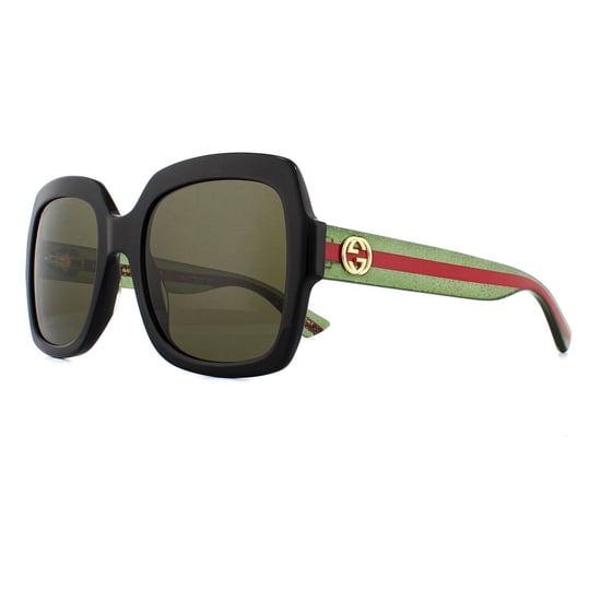 Gucci zonnebril GG0036SN Zwart groene glitter en roodgroen - Image 2