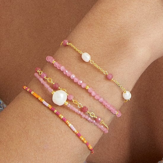 Luxenter armband, metaallegering en roze toermalijn 18K vergulde afwerking - Image 3