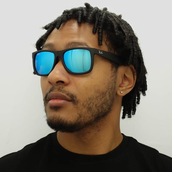 Ray-Ban Zonnebril Justin 4165 622/55 Rubber Zwart Blauw Mirror - Image 5