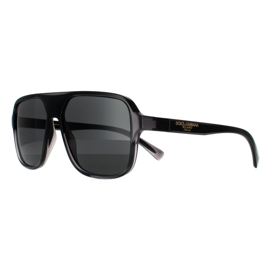 Dolce & Gabbana Vierkante Mannen Transparante Grijs en Zwart Donkergrijze Zonnebril - Image 2