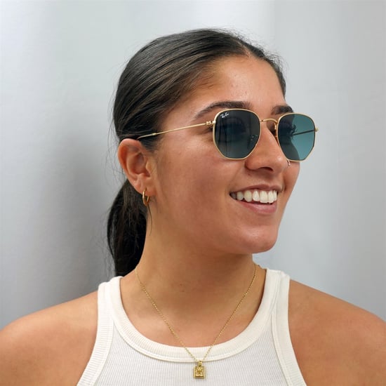 Ray-Ban Square Unisex Gouden Blauwe Grijs Verloop Zonnebril - Image 5