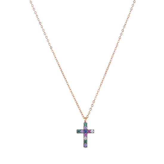 Luxenter kon collier in 925 sterling zilver en veelkleurige zirkonia met 18 karaat roségoud vergulde afwerking - Image 1