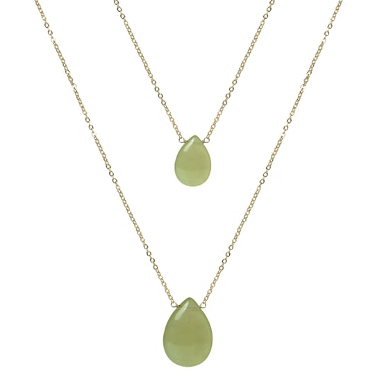 Luxeketting, metaallegering, abelia en groene jade, 18K vergulde afwerking - Image 1