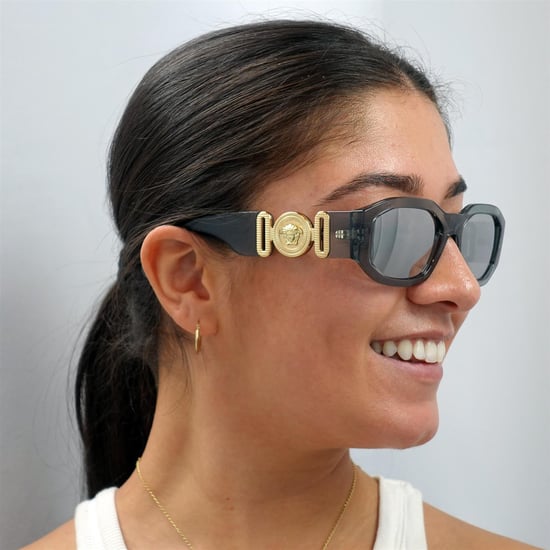 Versace rechthoek unisex transparant grijs licht grijs zilveren spiegel ve4361 zonnebril - Image 6