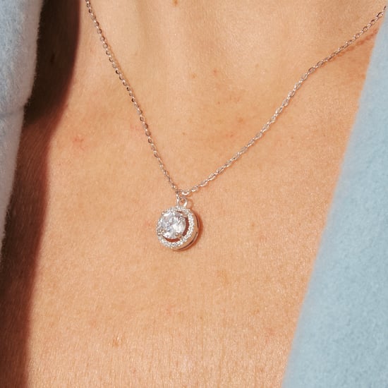 Luxeketting, 925 sterling zilver, speelse edelstenen en glanzende zirkonia met gerhodineerde afwerking - Image 3