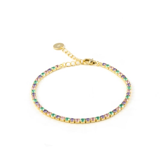 Luxenter 925 Sterling zilveren armband met multicolour zirkonia afgewerkt in 18K geel goud - Tahu - Image 1