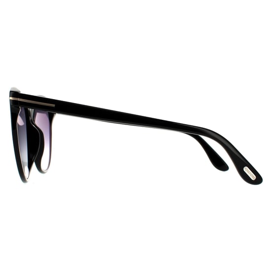 Tom Ford Ronde Dames Glanzende Zwarte Rook Grijze Gradient Zonnebril - Image 3