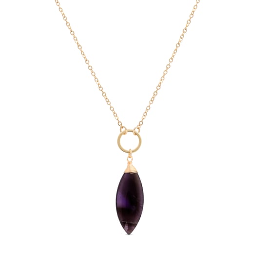 Luxeketting, metaallegering ayom en natuurlijke amethist 18K vergulde afwerking - Image 1