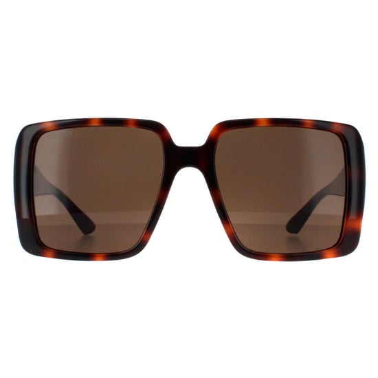 Gucci Vierkant Dames Donker Havana met Goud Donkerbruin GG1692S - Image 1