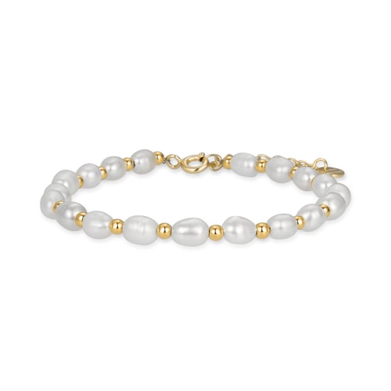 Luxenter Sterling zilveren 925 armband met witte parel afgewerkt in 18K geel goud - Zul - Image 1