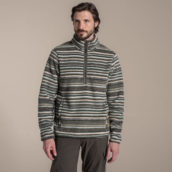 Craghoppers Heren Tatton II Contrast Gestreept Fleece Top (Bosgroen) - Image 4